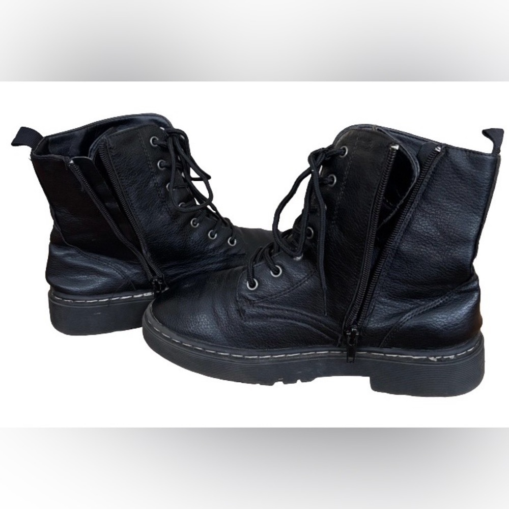 Sincerely Jules blk lthr lace up combat boots WM 5 goth punk indie sleeze - Picture 12 of 16